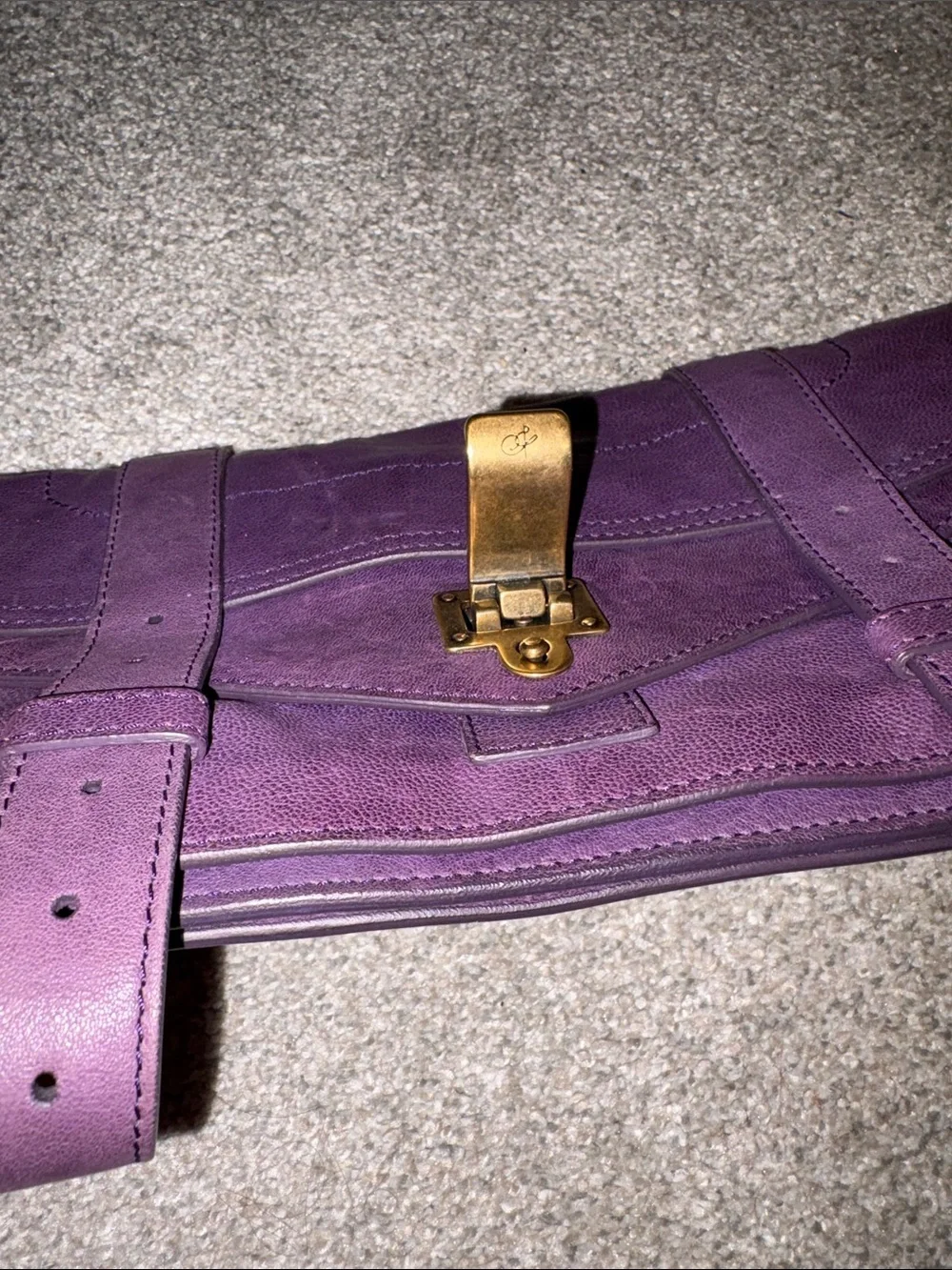 Proenza Schouler Purple Leather Clutch with Gold Hardware